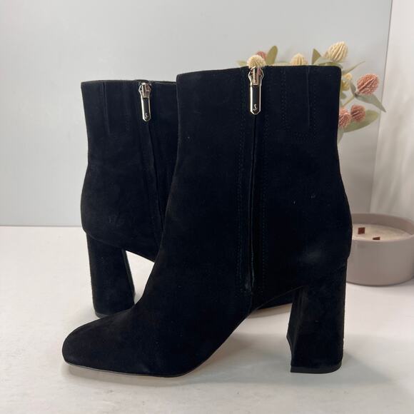 Sam Edelman Codie Ankle Boots Suede Block Heeled Black Women's 8M NWOB - Picture 5 of 9